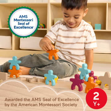 Fisher-Price Montessori Wooden Stacking Shapes Set Of 16 Wood Pieces For Toddlers & Kids - Imagen 1 de 5