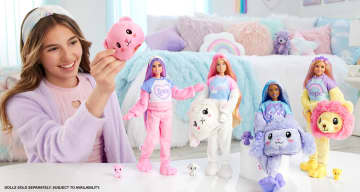 Barbie Cutie Reveal Cozy Cute Tees Doll & Accessories, Lamb in “Dream” T-Shirt, Pink-Streaked Blond Hair & Blue Eyes - Imagen 2 de 6