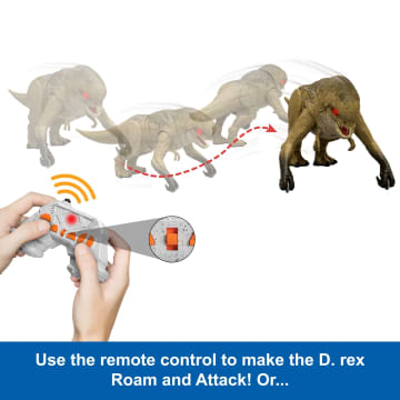 Jurassic World Rebirth Track N Chomp Distortus Rex & Vehicle, Remote Control, Lights & Growl & Chomp - Image 2 of 5