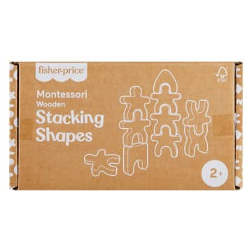 Fisher-Price Montessori Wooden Stacking Shapes Set Of 16 Wood Pieces For Toddlers & Kids - Imagen 5 de 5