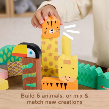 Fisher-Price Wooden Jungle Blocks, Animal-Themed Building Set For Toddlers, 50 Wood Pieces - Imagen 4 de 6