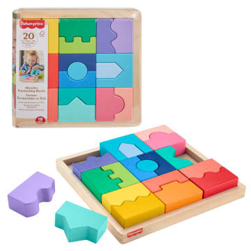 Fisher-Price Wood Toddler Toy Interlocking Blocks Stacking Jigsaw Puzzle With 20 Wooden Pieces For Kids Ages 18+ Months - Image 1 of 6