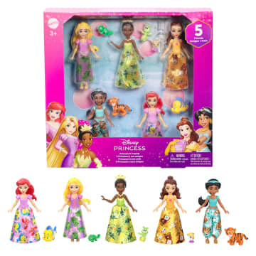 Princesses Disney  Coffret  5Poupées et 5Fig.  Princesses et Amis - Imagem 1 de 6