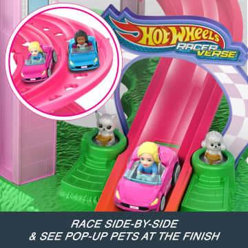 Hot Wheels Racerverse Barbie Spiral Race Track Set With Barbie “Malibu” & Barbie “Brooklyn” Toy Cars - Image 3 of 6