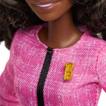 Barbie Future Leader Doll With Dark Brown Hair, 2 Golden Bracelets & Pin, Includes Sticker - Imagen 4 de 6