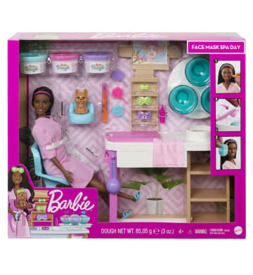 Coffret de Jeu Journée Au Spa et Masque Facial Barbie®, Poupée Barbie® Brunette, Chiot, Jouet à Mouler et Pâte - Image 6 of 6