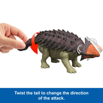 Jurassic World Rebirth Wild Roar Ankylosaurus Dinosaur Toy, Tail Attack Motion & Sound - Imagem 4 de 6