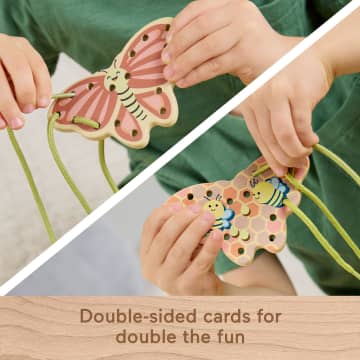 Fisher-Price Tiny Garden Wooden Lacing Activity Toy For Kids, 5 Wood Cards & 5 Laces - Image 4 of 6
