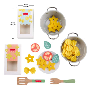 Fisher-Price Pots & Pasta Chef Set, Cooking Toy With Wooden Food For Pretend Play, 31 Pieces - Imagen 6 de 6