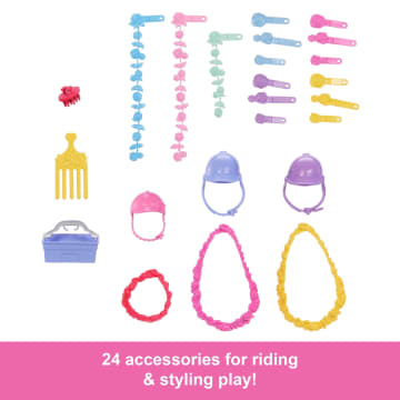 Barbie Doll & Horse Playset With 3 Dolls, 3 Horses & 24+ Accessories, includes Hair Styling Pieces - Image 4 of 6