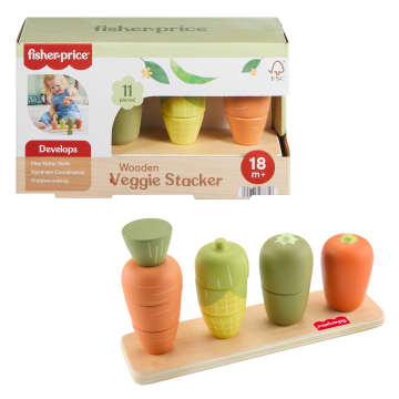 Fisher-Price Tiny Garden Wooden Veggie Stacker Toddler Activity Toy, 11 Wood Pieces - Image 1 of 6