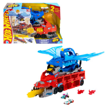Hot Wheels City Hot Wheels Ultimate Dual Dragon Transporter & 2 1:64 Scale Toy Cars - Image 1 of 6