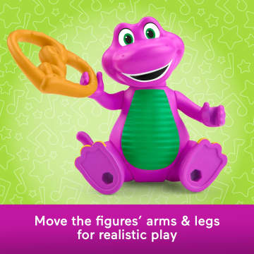 Fisher-Price Barney's World Barney's Friend David & Barney Figure Set For Kids, 3 Toys - Imagem 4 de 6
