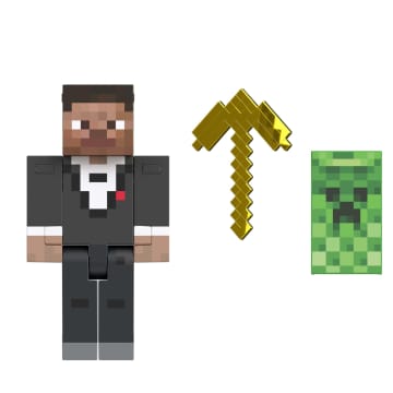 Minecraft Diamond Level Tuxedo Steve Action Figure, Die-Cast Gold Accessory, 5.5-in Collector Scale - Image 5 of 5