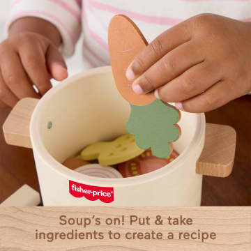 Fisher-Price Tiny Garden Wooden Veggie Soup Pretend Kitchen Play Set For Kids, 16 Wood Pieces - Imagem 4 de 6