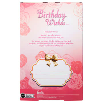 Barbie-Poupée Barbie Joyeux Anniversaire-en Robe Rose Satinée - Imagen 6 de 6