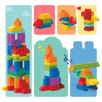 MEGA BLOKS First Builders Big Building Bag Toy Blocks With Storage Bag (80 Pieces) For Toddler - Imagen 5 de 6