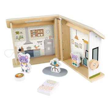 Fisher-Price Wooden On-The-Go Play House Dollhouse With 6 Play Pieces For Preschool Kids - Image 1 of 6