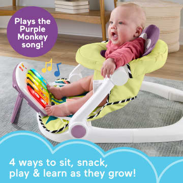 Fisher-Price Kick & Play Deluxe Sit-Me-Up Seat, Purple Monkey Baby Chair & Piano Learning Toy - Image 2 of 6