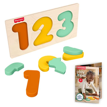Fisher-Price Montessori Wooden 1-2-3 Puzzle, Toddler Learning Toy, 7 Wood Pieces - Image 1 of 5