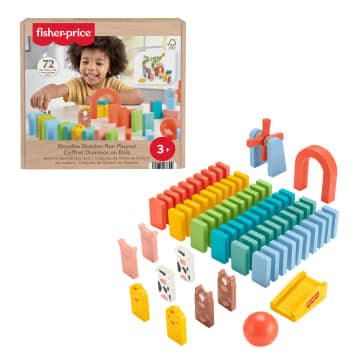 Fisher-Price Wood Preschool Game Domino Run Playset, 72-Piece Wooden Building Set For Kids Ages 3+ Years - Imagem 1 de 6