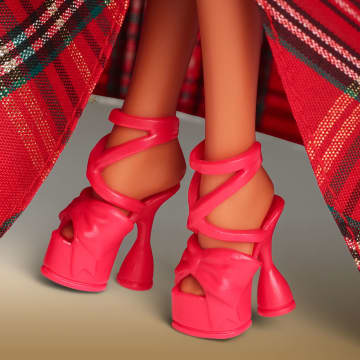 Barbie 2024 Holiday Barbie Dolls, Seasonal Collector Gift, Barbie Signature, Plaid Gown With Red Bow - Image 4 of 6