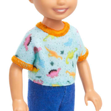 Barbie Chelsea Doll, Small Boy Doll Wearing Removable One-Piece With Dino Print, Blond Hair & Blue Eyes - Imagen 3 de 6