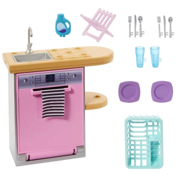 Barbie Coffret Meuble et Accessoires, Thème de Lave-Vaisselle - Imagem 1 de 6