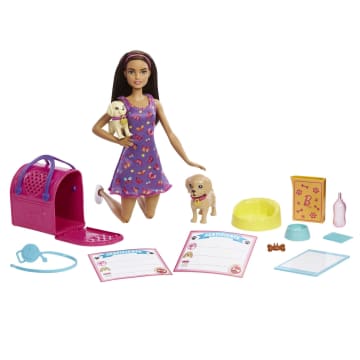 Barbie Doll And Accessories Pup Adoption Playset With Doll, 2 Puppies And Color-Change - Image 1 of 6