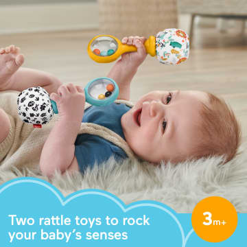 Fisher-Price Baby Rattle ‘n Rock Maracas Toys, Set Of 2 For Infants 3+ Months, High Contrast - Image 2 of 6