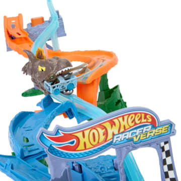 Hot Wheels Racerverse Jurassic World Crash & Splash Track Set & Die-Cast Dinosaur Toy Car - Imagen 2 de 6