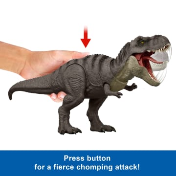 Jurassic World Rebirth Tyrannosaurus Rex Action Figure, Dinosaur Toy, T-Rex Chomp Attack - Imagen 4 de 5