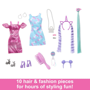 Barbie Fun & Fancy Hair Doll With Extra-Long Colorful Black Hair And Styling Accessories - Image 3 of 6