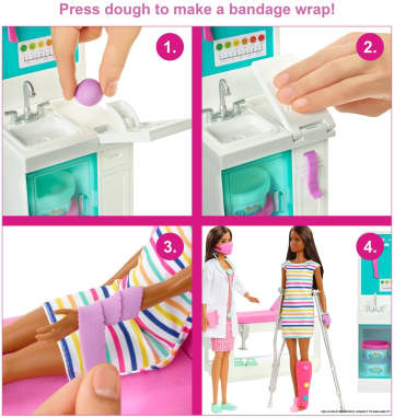 Barbie Fast Cast Clinic Playset With Brunette Barbie Doctor Doll, 4 Play Areas, 30+ Play Pieces - Image 3 of 6