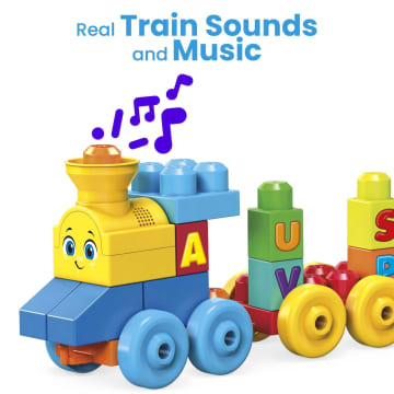 MEGA BLOKS First Builders ABC Musical Train Toy Building Blocks With Music (50 Pieces) For Toddler - Image 4 of 6