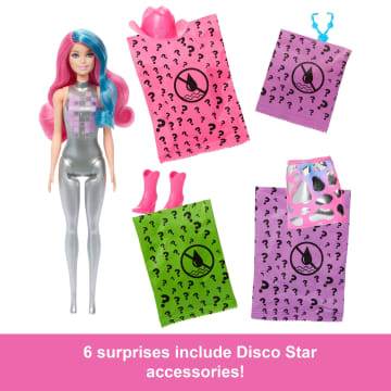 Barbie Color Reveal Disco Star Series Fashion Doll & Accessories With 6 Surprises - Imagen 5 de 6