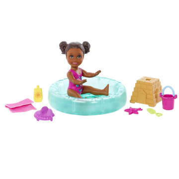 Barbie Small Doll And Accessories, Babysitters Inc. Set With 1 Pool And 5 Pieces - Image 2 of 5