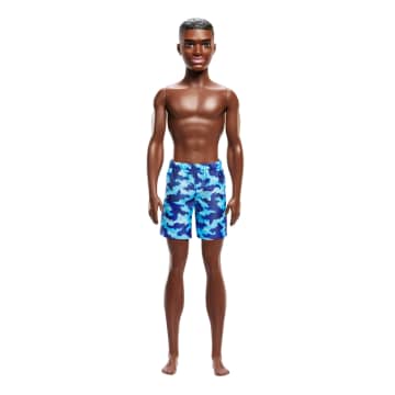 Beach Ken Doll With Dark Brown Hair Wearing Blue Swimsuit - Image 1 of 6