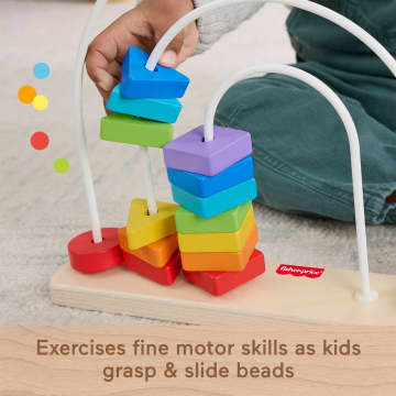 Fisher-Price Wooden Rainbow Bead Bar Maze, Baby & Toddler Developmental Toy, 1 Wood Piece - Image 4 of 6