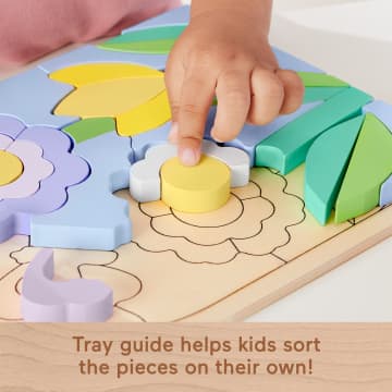 Fisher-Price Wooden Flower Puzzle Blocks For Preschool Kids, 37 Wood Pieces - Image 3 of 6