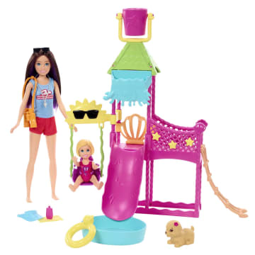 Barbie Toys, Skipper Doll And Waterpark Playset With Working Water Slide And Accessories, First Jobs