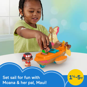 Disney Princess Moana Toys, Moana & Maui's Canoe, Fisher-Price Little People Toddler Toys - Imagem 2 de 6