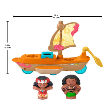 Disney Princess Moana Toys, Moana & Maui's Canoe, Fisher-Price Little People Toddler Toys - Imagem 5 de 6