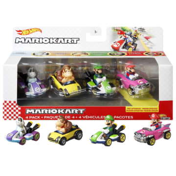 Hot Wheels Mario Kart Vehículo de Juguete Paquete de 4 con Mario, Donkey Kong, Luigi y Dry Bones - Image 1 of 6