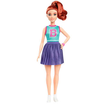 Barbie Fashionistas Doll #232 in Jersey Top And Pleated Purple Skirt, Red Hair - Image 1 of 6