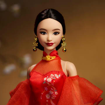 Barbie Signature Lunar New Year Barbie Doll Collectible With Qipao Dress & Golden Accessories - Image 3 of 6
