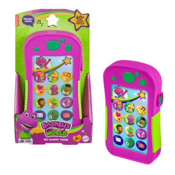 Fisher-Price Barney's World Hey Barney Phone Musical Toddler Toy With Lights For Kids, Multilanguage Version - Image 1 of 6