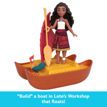Disney Moana 2 Toys, Moana & Loto's Workshop Playset, 2 Small Dolls, Friend Figure, Boat & Accessories - Image 3 of 6