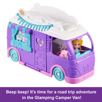 Polly Pocket Glamping Camper Van, Doll & Pet Playset, Camping & Food Accessories, Travel Toy - Imagen 3 de 6