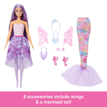 Barbie Doll Fantasy Fashion Pack With Accessories including Mermaid Tail, Fairy Wings, & Necklaces - Image 4 of 6